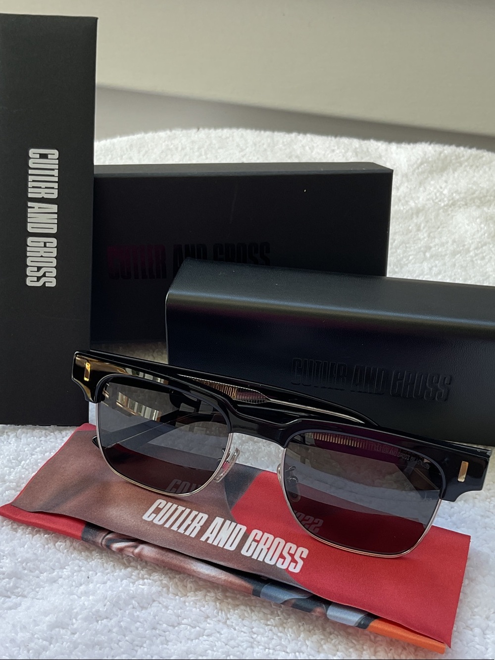 Cutler and Gross Women's Black Sunglasses - Semi-Rimmed Classic